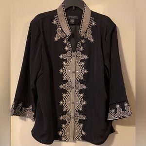 SilkLand Black Blazer with Embroidery, rhinestones and beads 2X